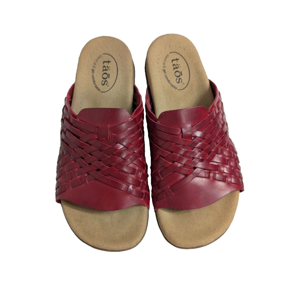 Taos Guru Red Sandals Woven Leather Women's Size 8